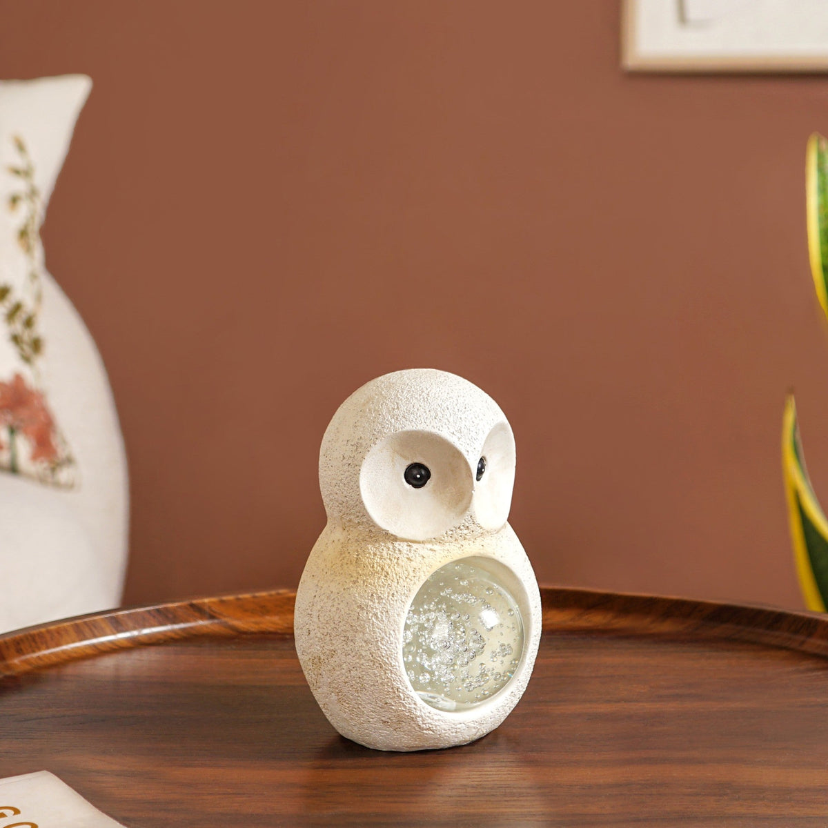 Crystal Glass Ball Owl Desk Decor Small
