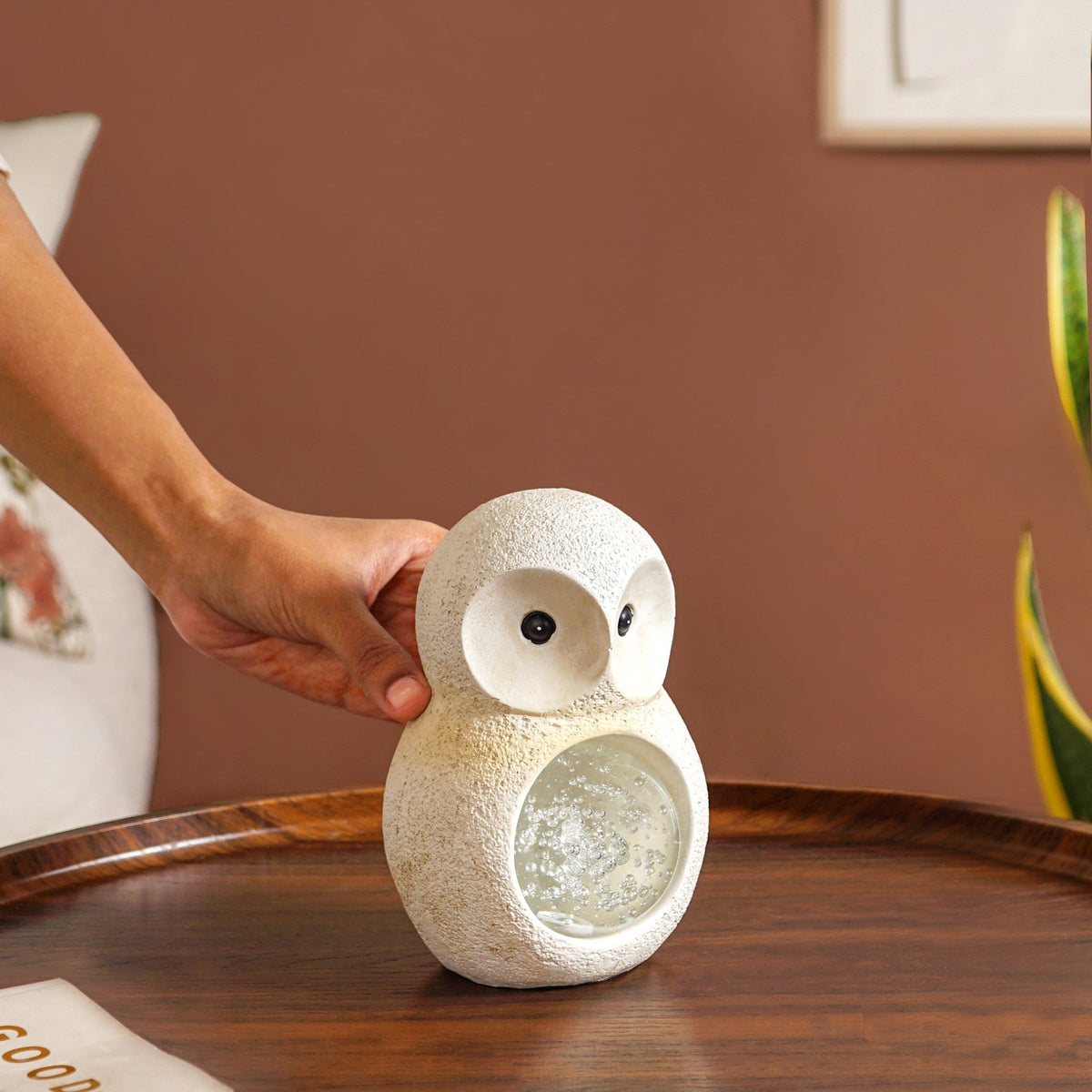 Crystal Glass Ball Owl Desk Decor Small