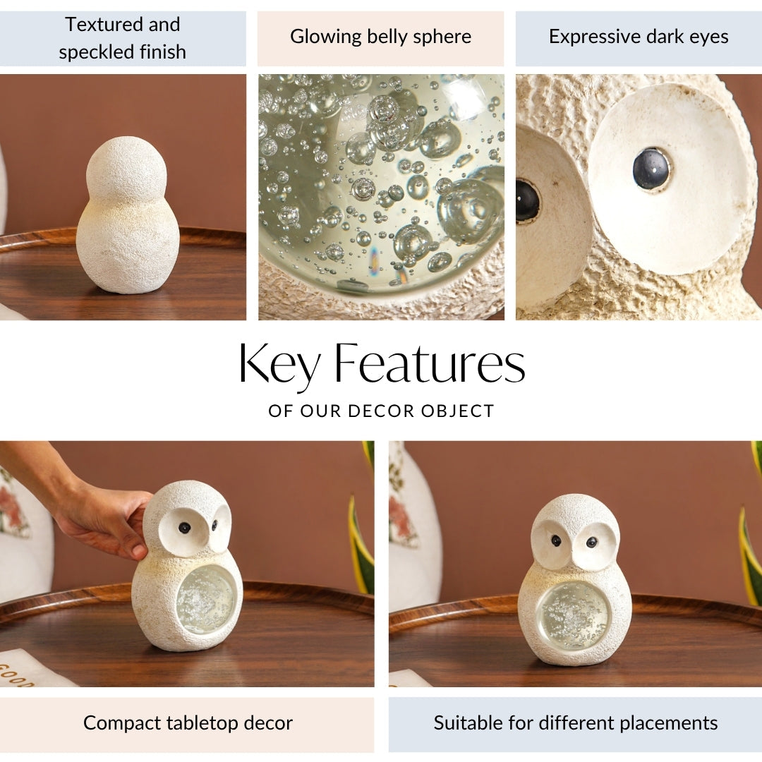 Crystal Glass Ball Owl Desk Decor Small
