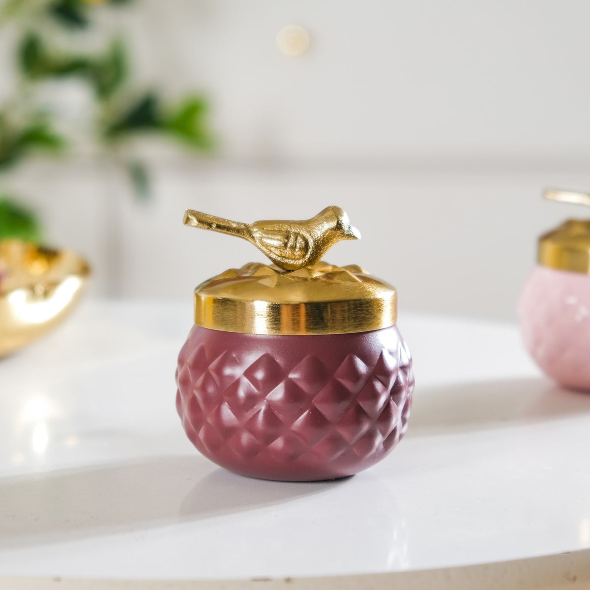 Bird Metal Jar With Lid Set of 2