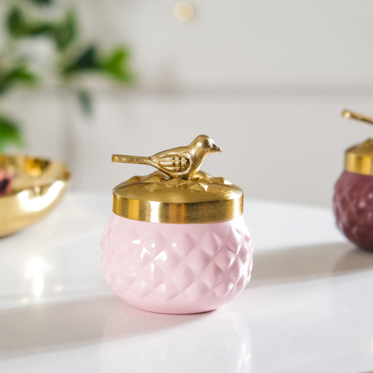 Bird Metal Jar With Lid Set of 2