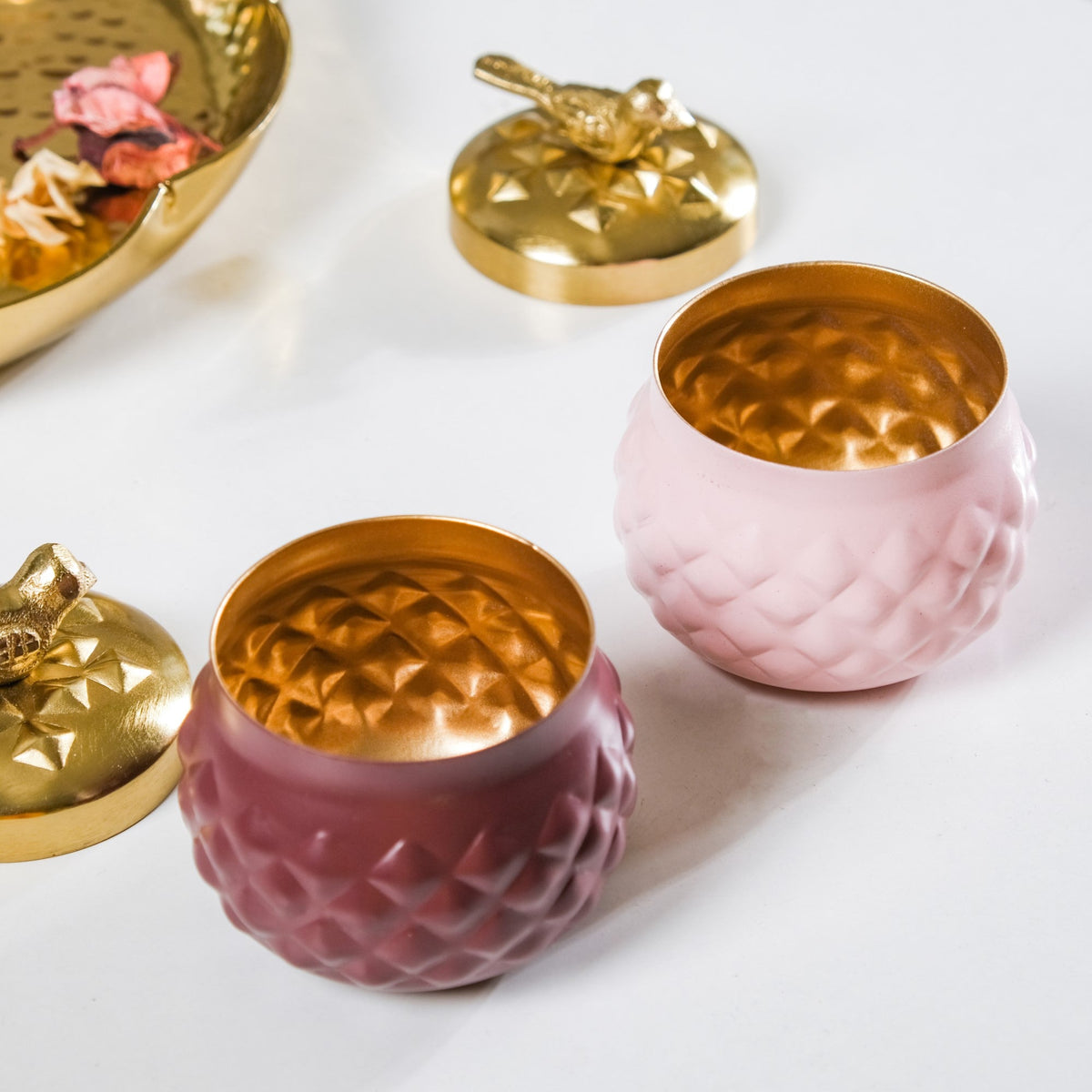 Bird Metal Jar With Lid Set of 2