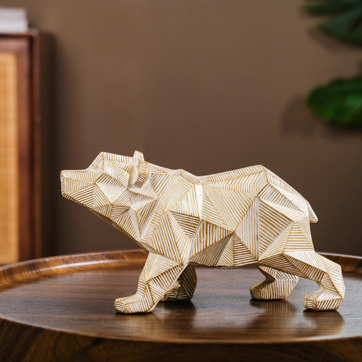 Geometric Bear Showpiece Gold