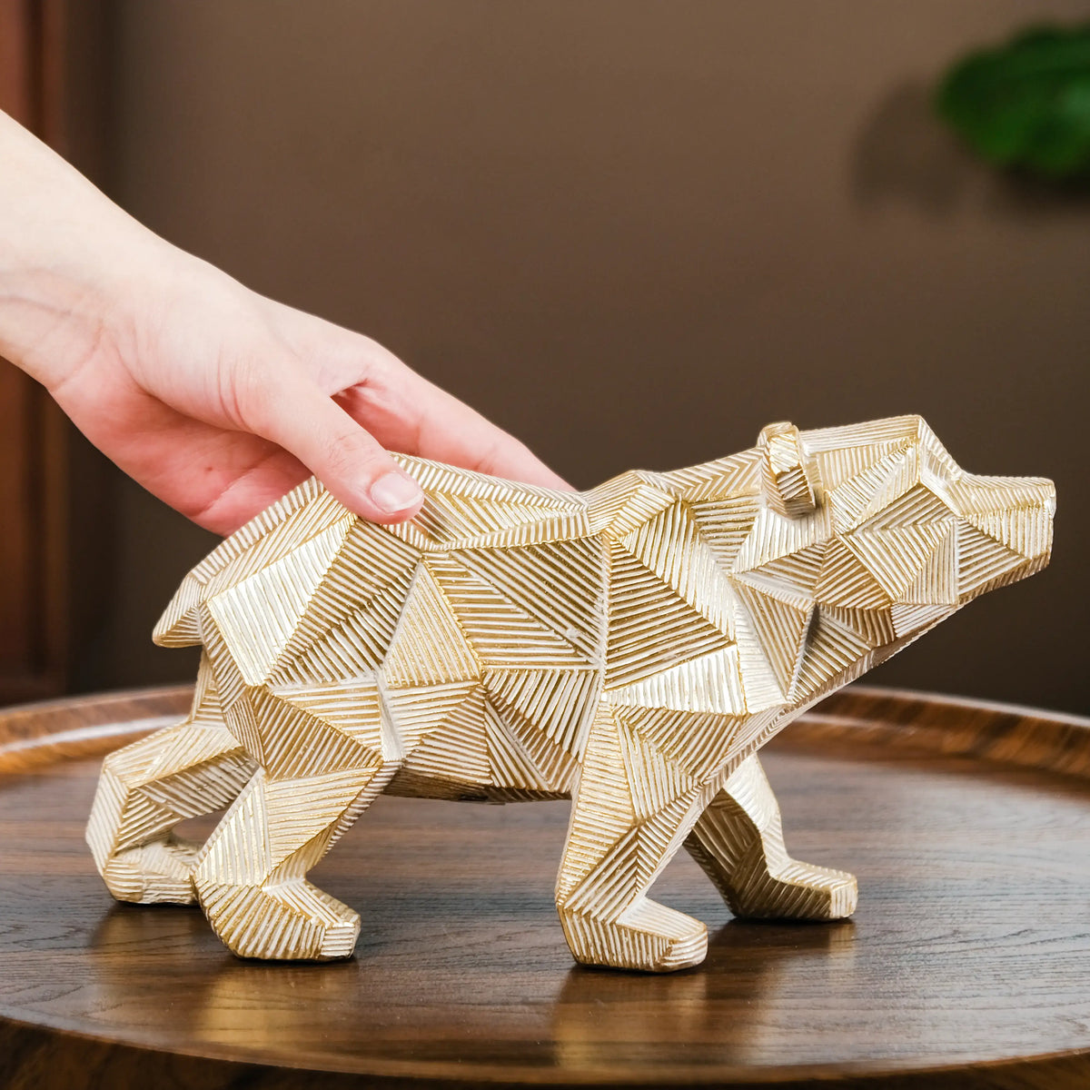 Geometric Bear Showpiece Gold