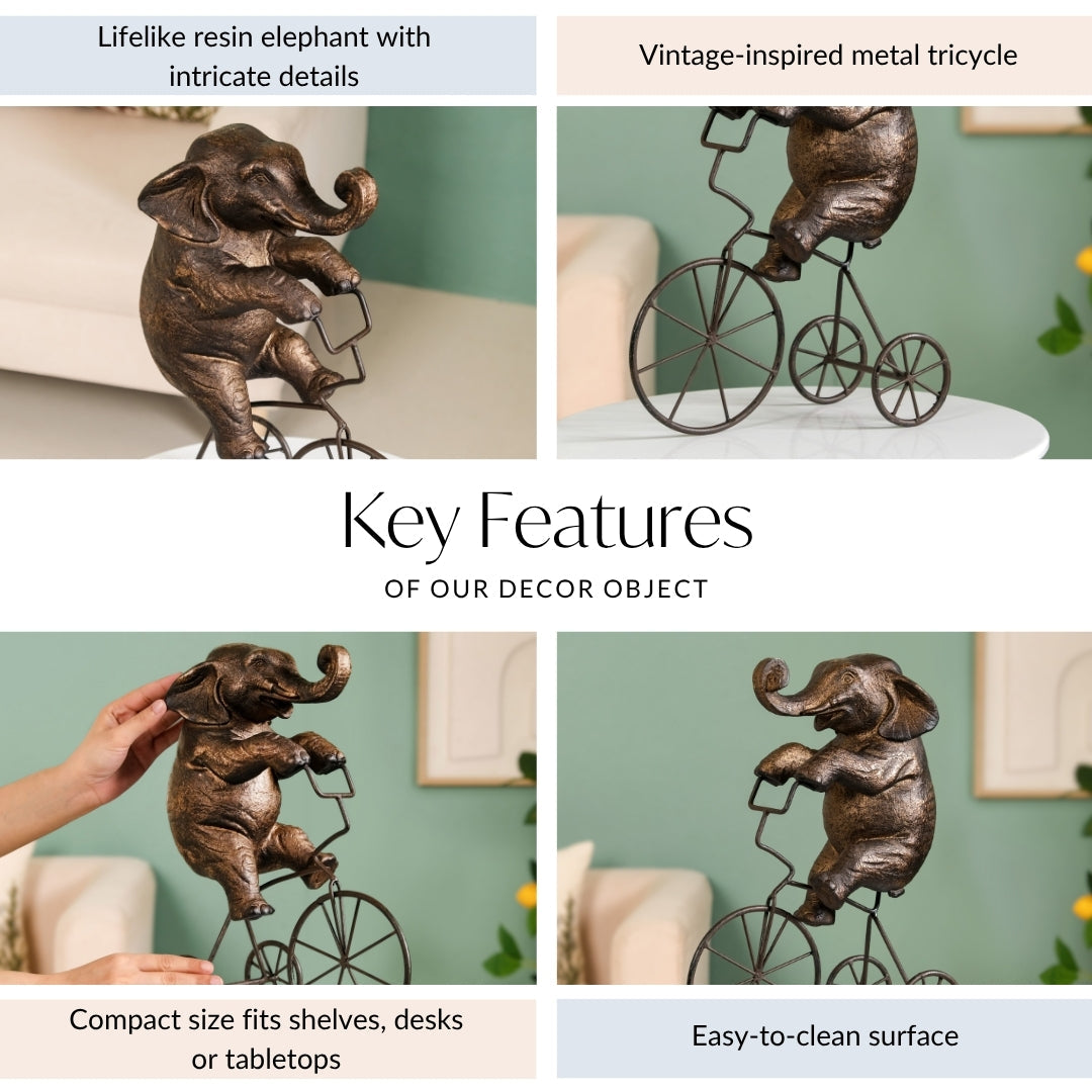Decorative Cycling Elephant Figure
