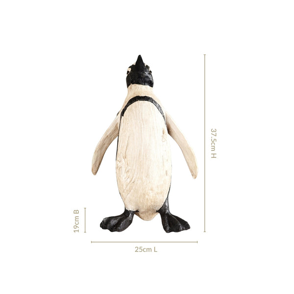 Humboldt Penguin Wooden Carved Finish Resin Decor Large