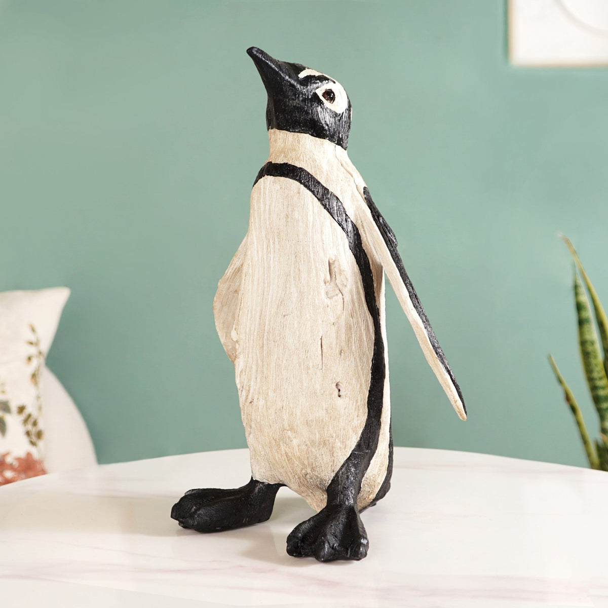 Humboldt Penguin Wooden Carved Finish Resin Decor Large
