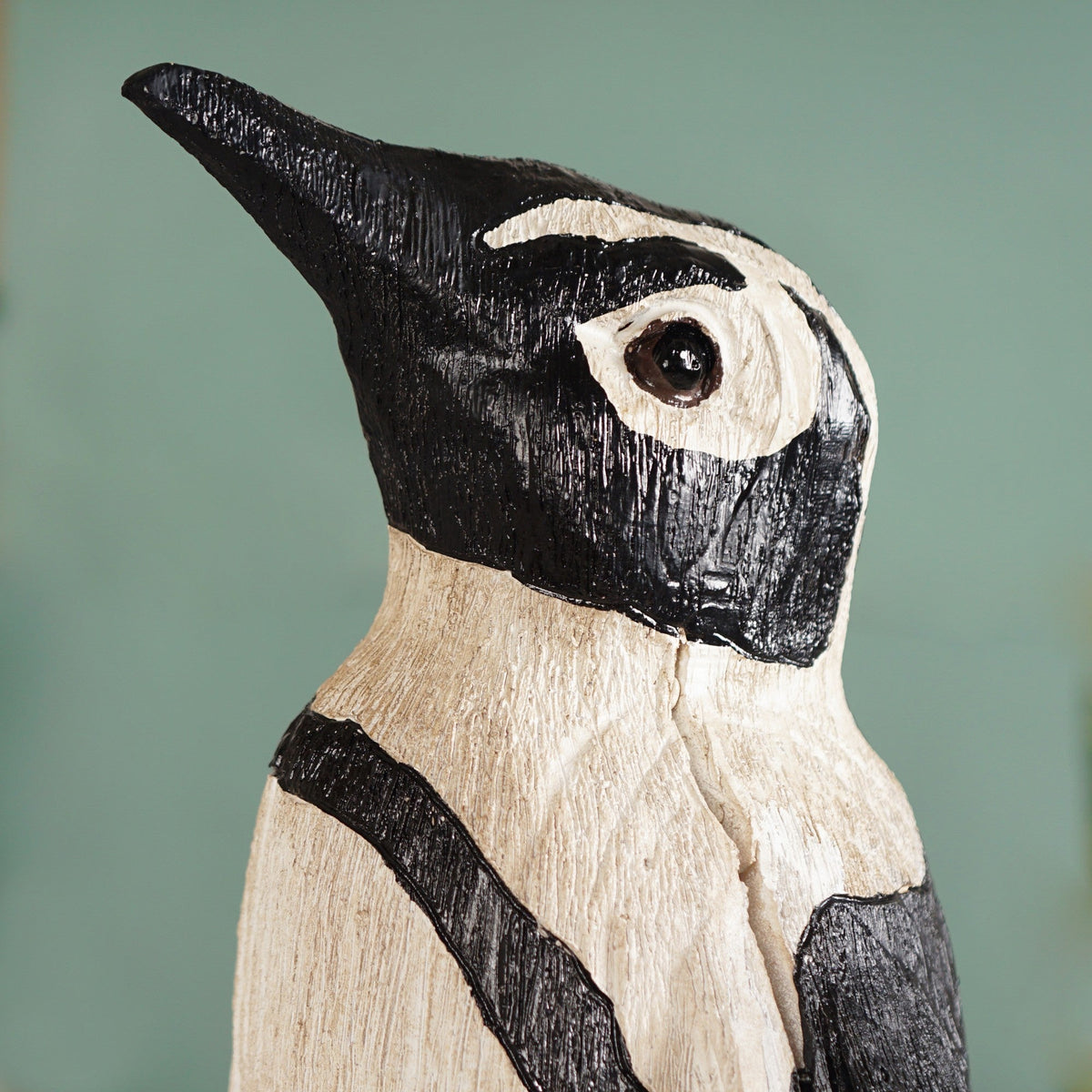 Humboldt Penguin Wooden Carved Finish Resin Decor Large