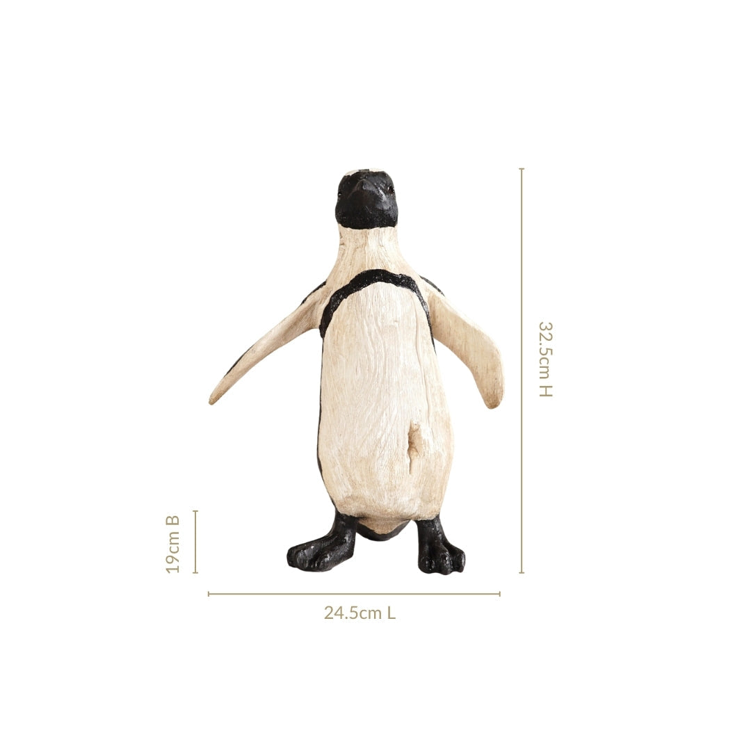 Humboldt Penguin Carved Wooden Finish Resin Decor Medium