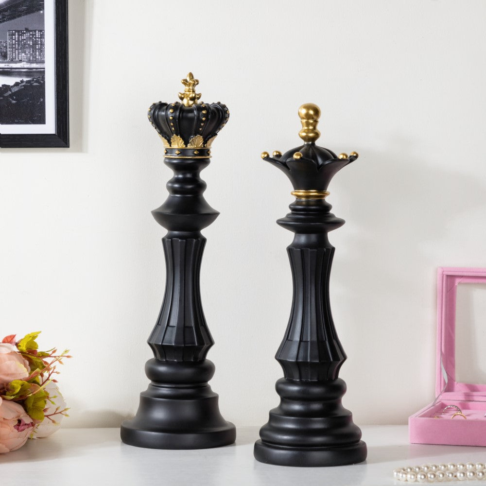 Chess King Showpiece Black 15 Inch