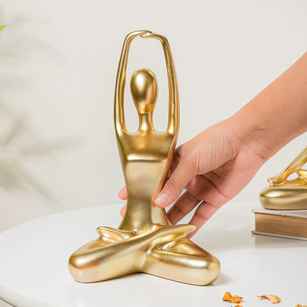 Gold Yoga Showpiece Hands Raised