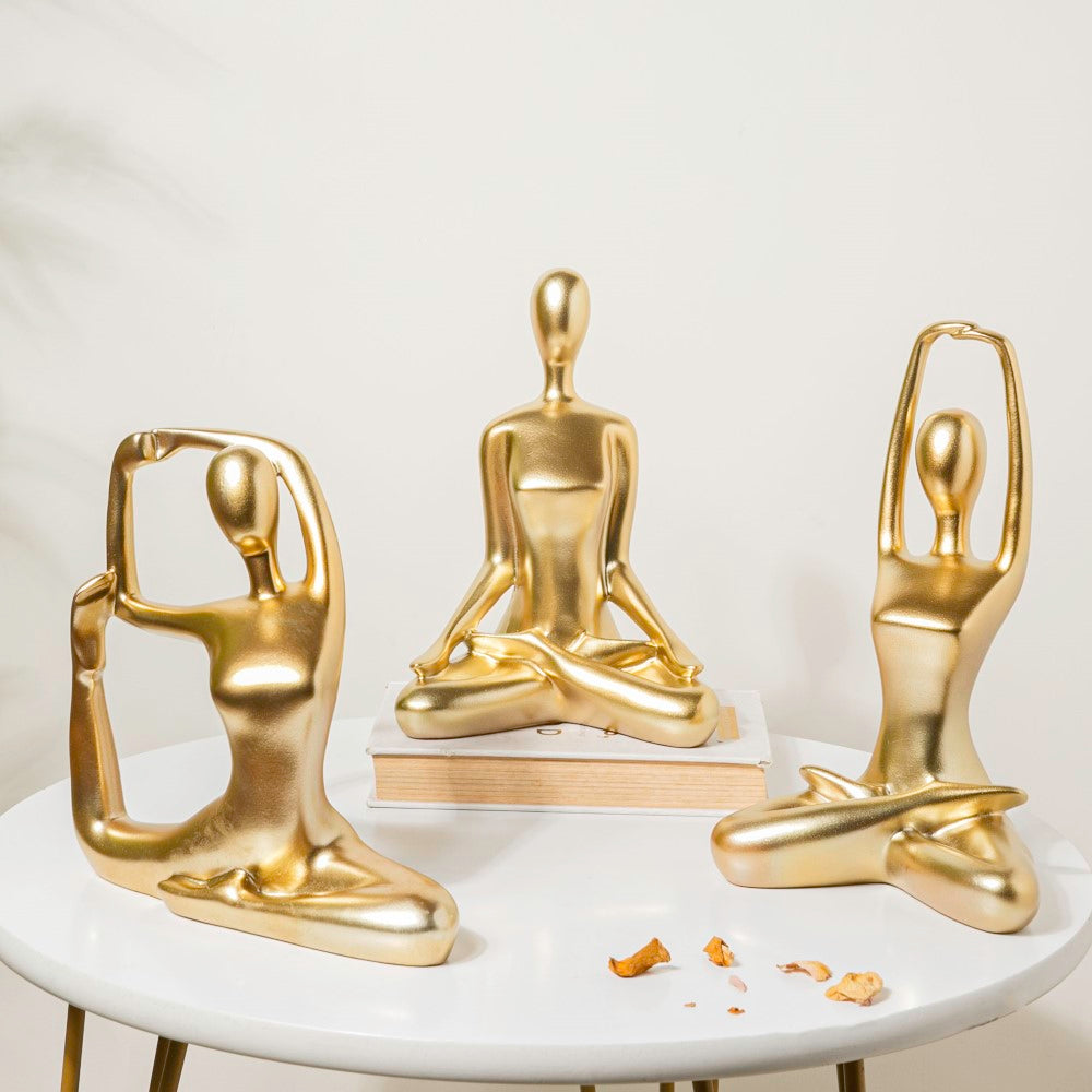 Gold Yoga Showpiece Hands Raised
