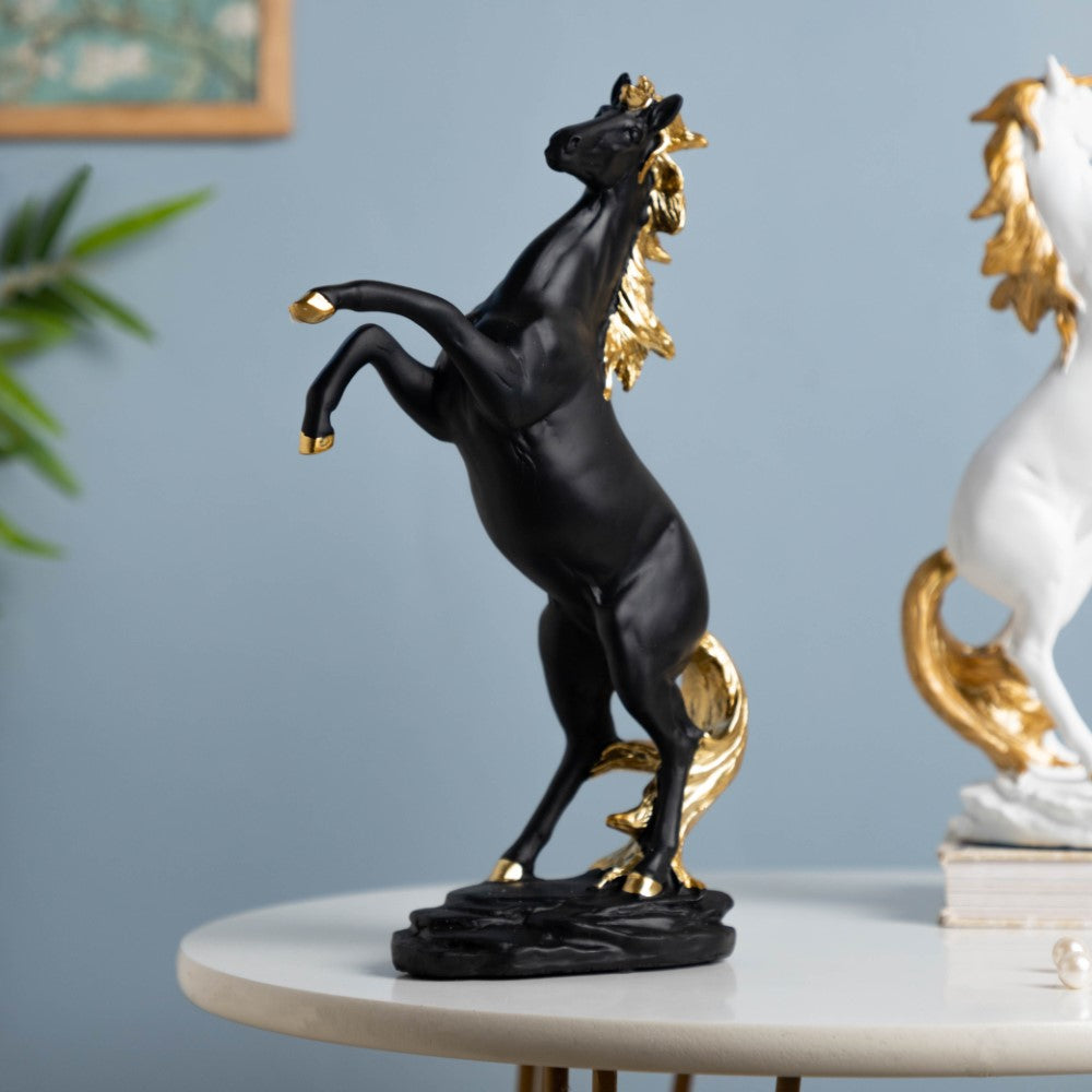Horse Sculpture Decor Object Black 11.5 Inch