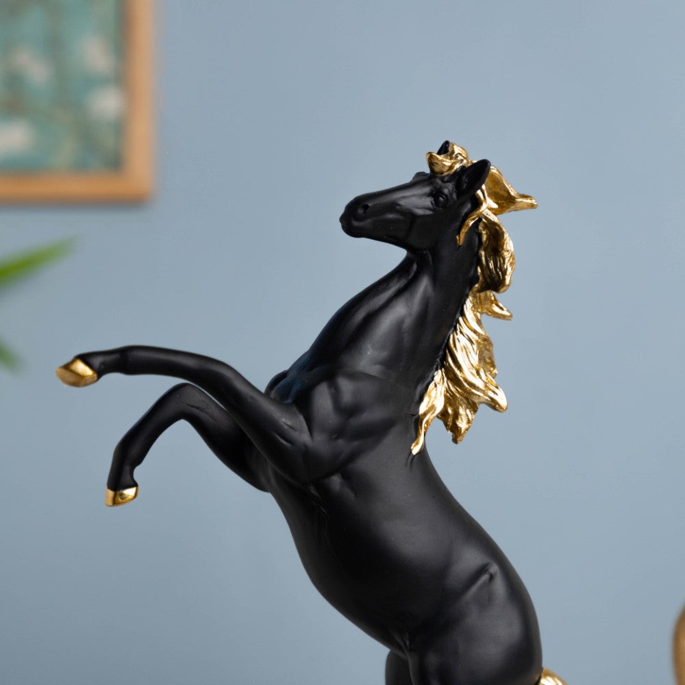 Horse Sculpture Decor Object Black 11.5 Inch