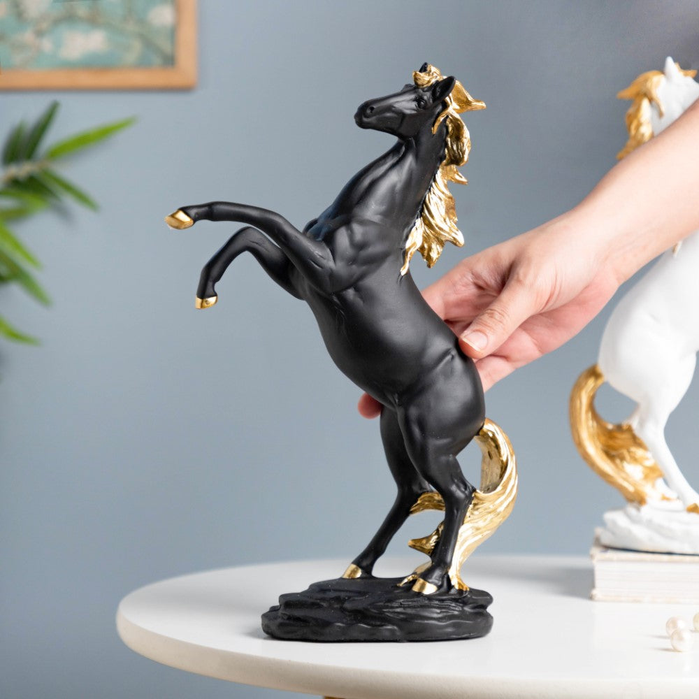 Horse Sculpture Decor Object Black 11.5 Inch