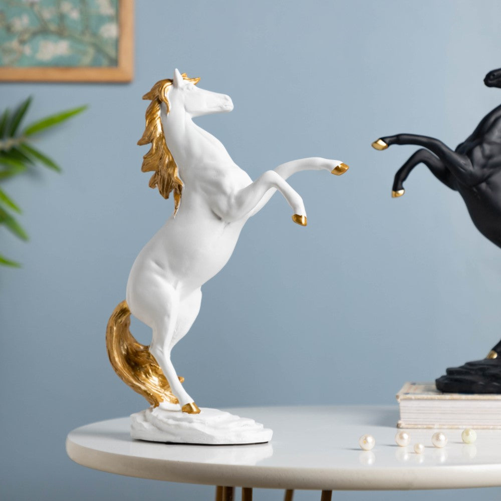 Horse Sculpture Decor Object White 11.5 Inch