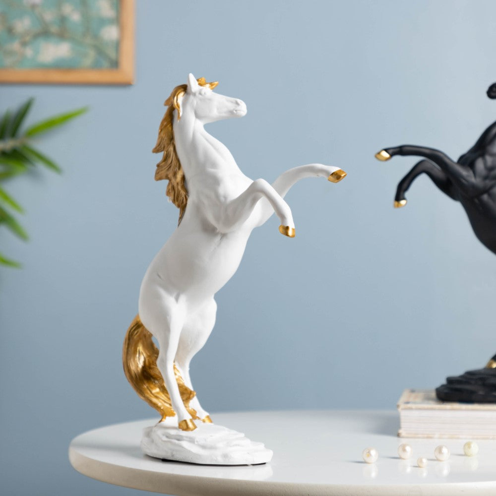 Horse Sculpture Decor Object White 11.5 Inch