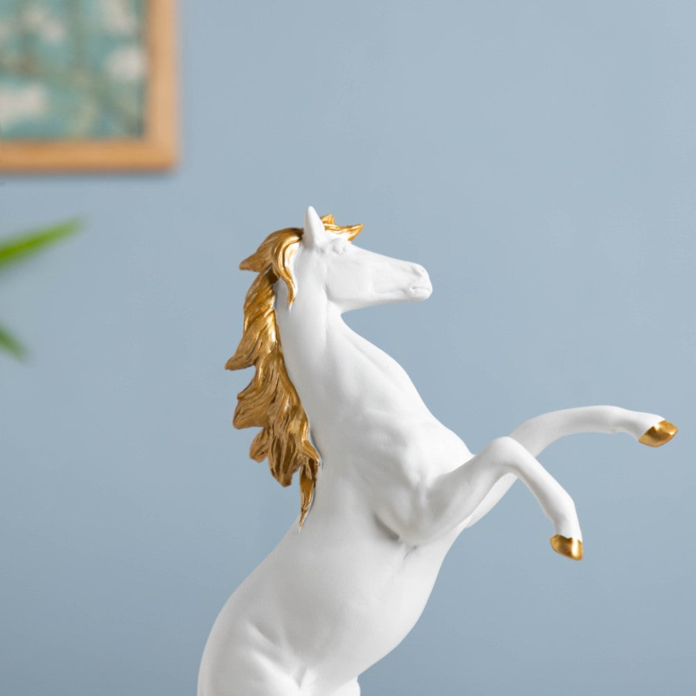 Horse Sculpture Decor Object White 11.5 Inch