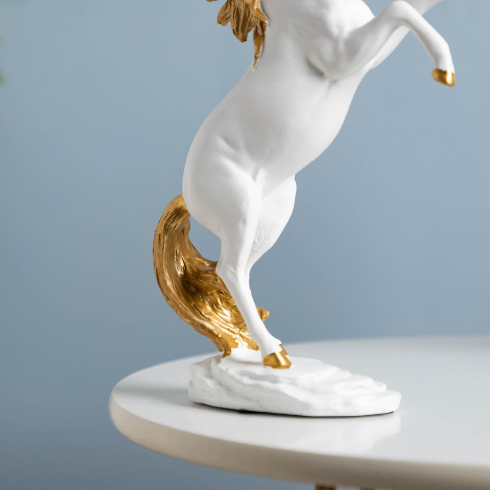 Horse Sculpture Decor Object White 11.5 Inch