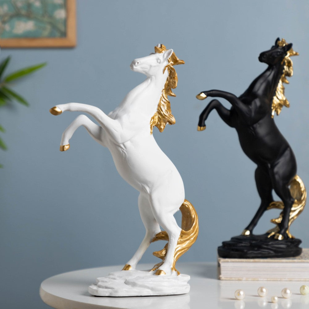 Horse Sculpture Decor Object Black 11.5 Inch