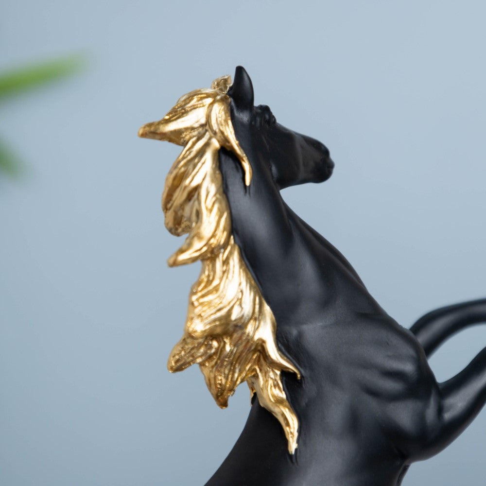 Horse Sculpture Decor Object Black 11.5 Inch