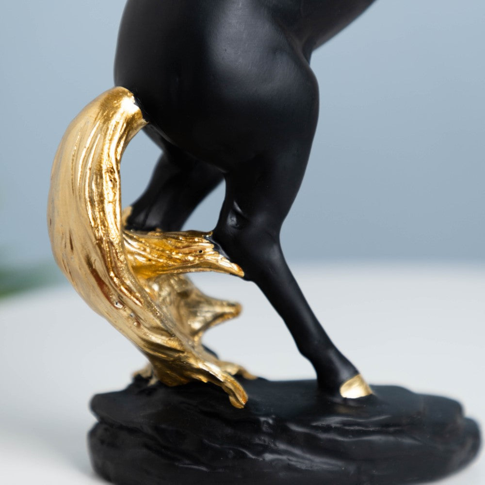 Horse Sculpture Decor Object Black 11.5 Inch