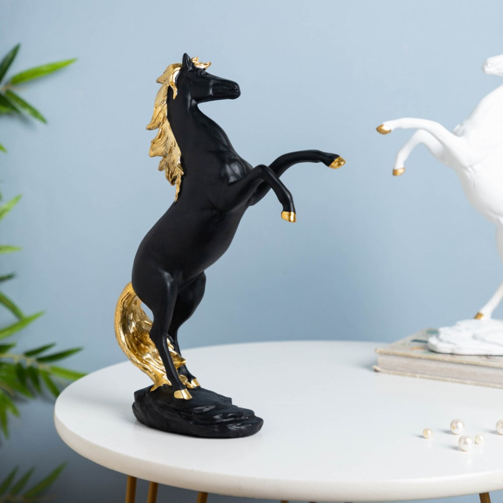 Horse Sculpture Decor Object Black 11.5 Inch