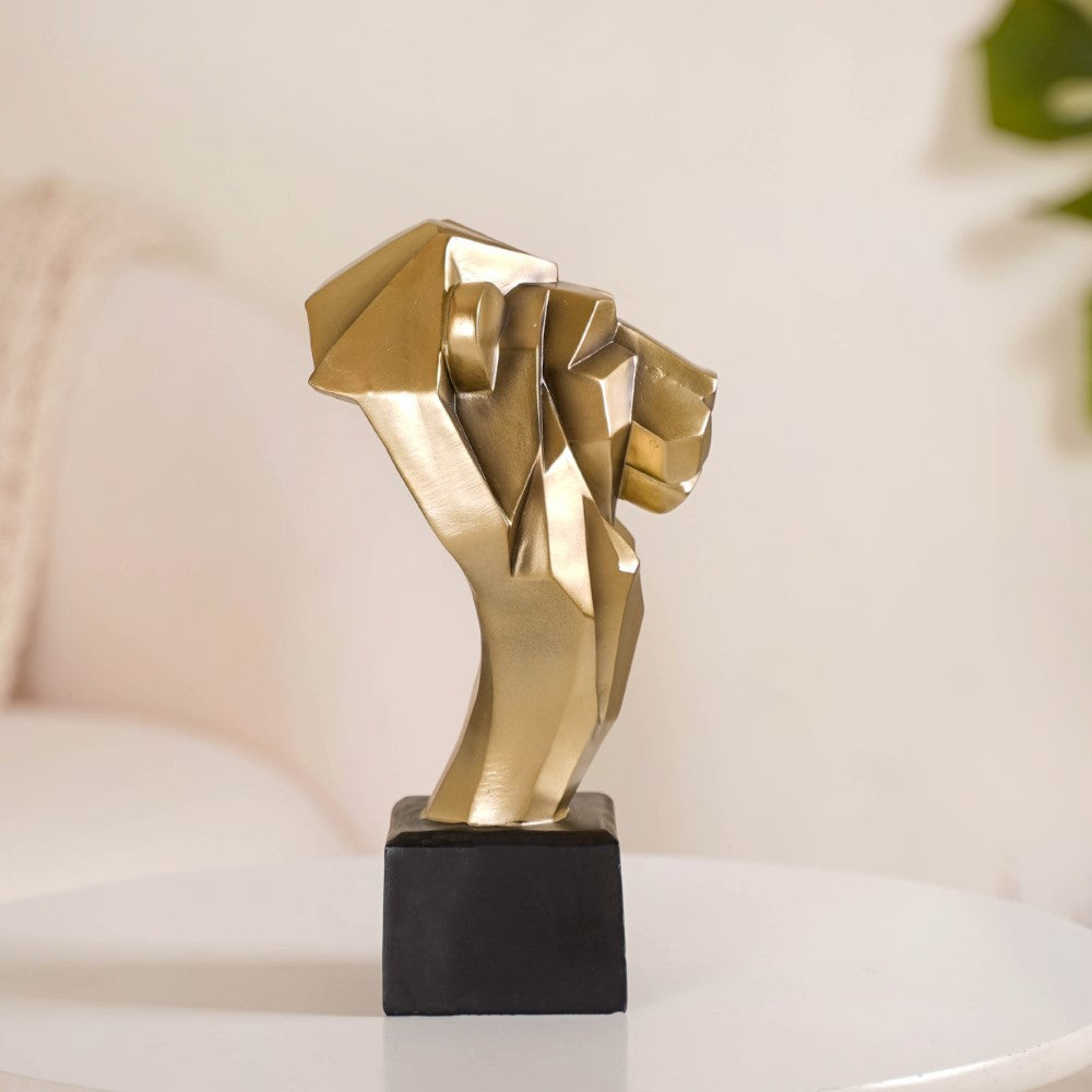 Gold Lion Head Bust Statue