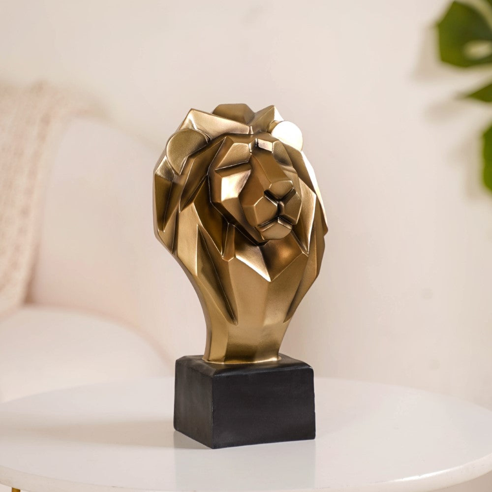Gold Lion Head Bust Statue