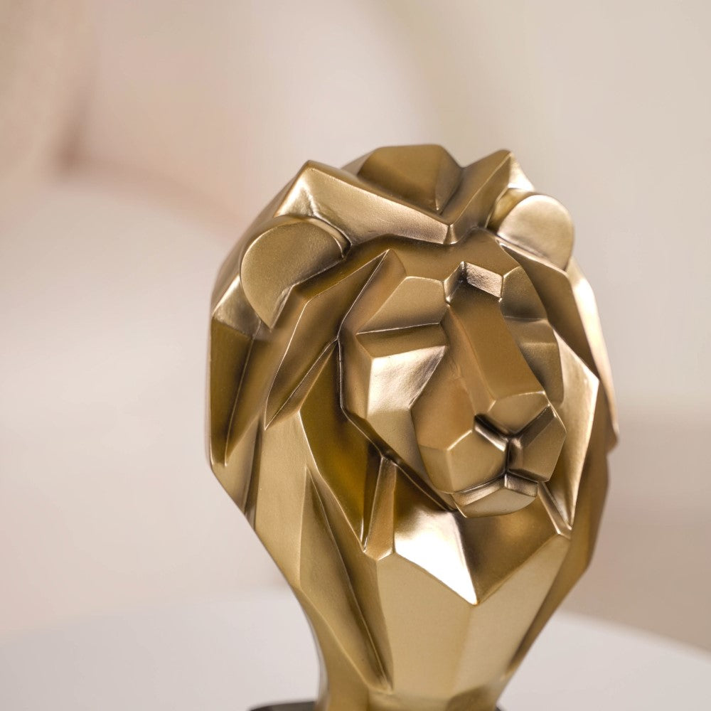 Gold Lion Head Bust Statue