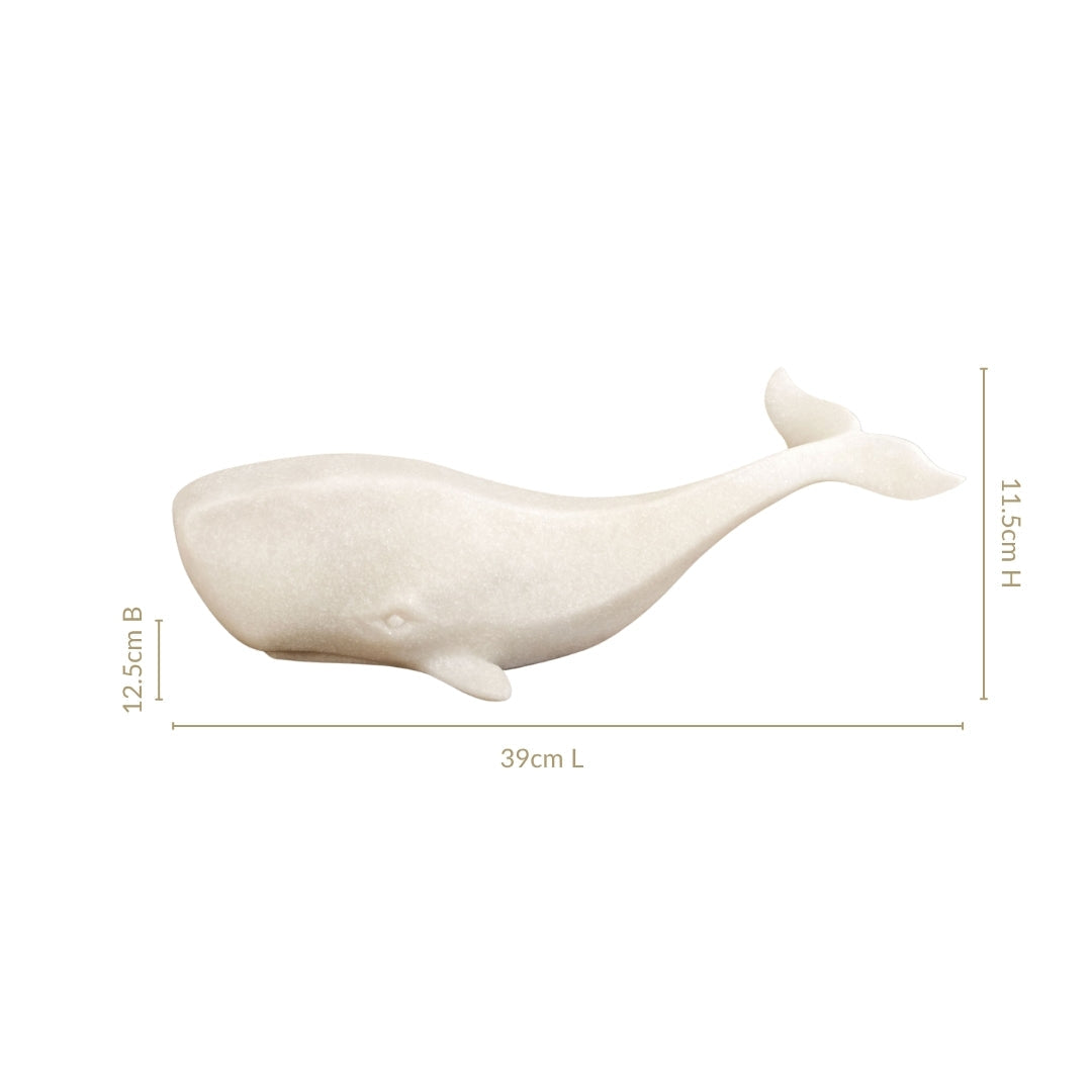 Minimalist White Whale Sculpture Large