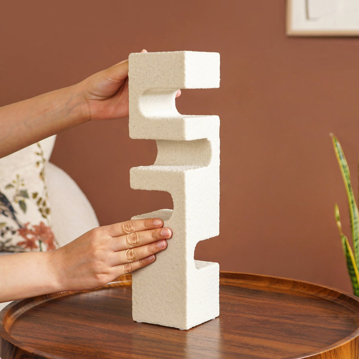 Modern Textured Geometric Statue Tall