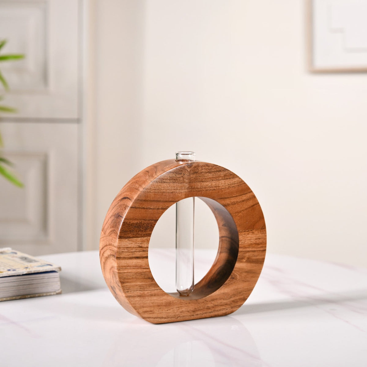 Ring Table Top Test Tube Wooden Vase