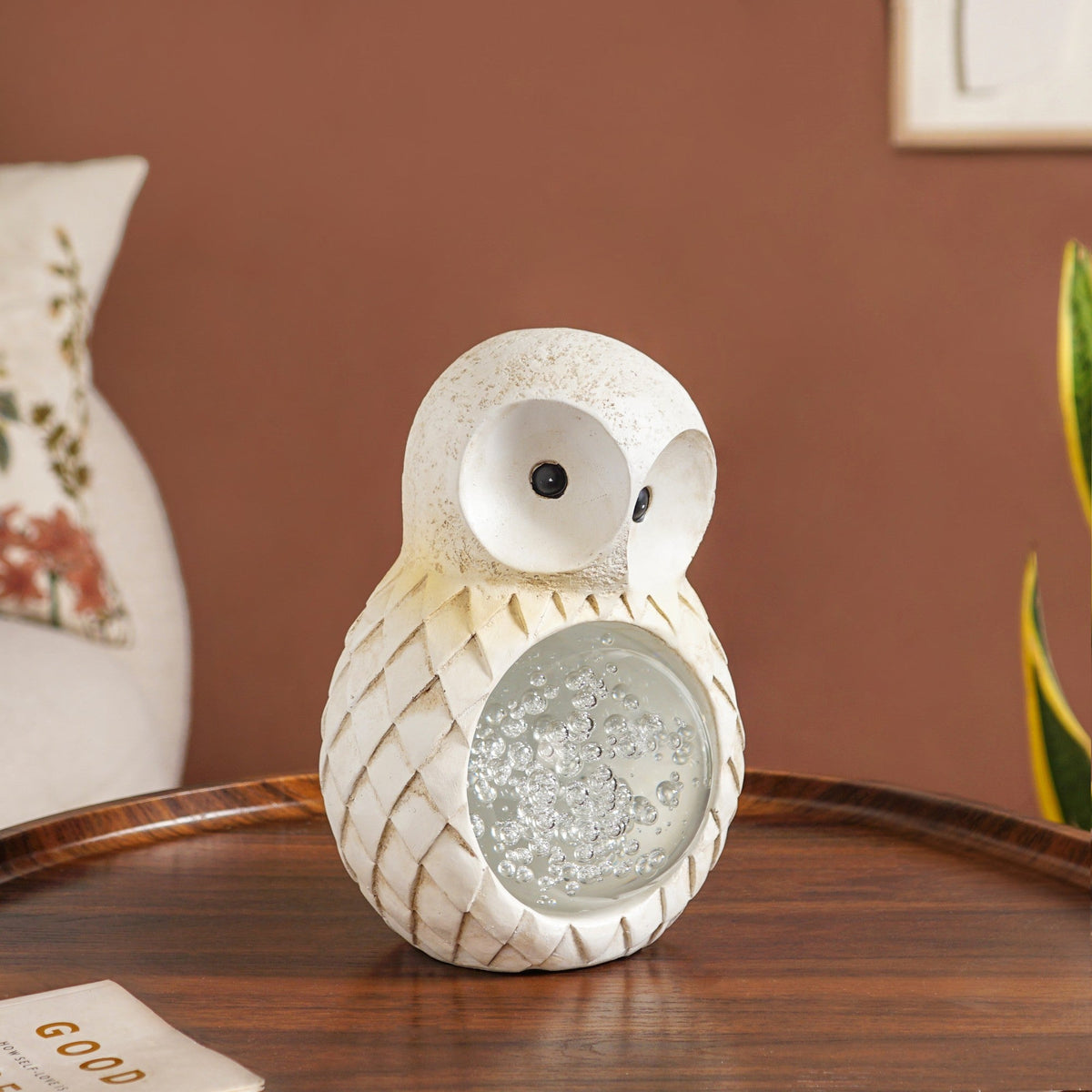 Bubble Glass Ball Owl Tabletop Accessory Medium