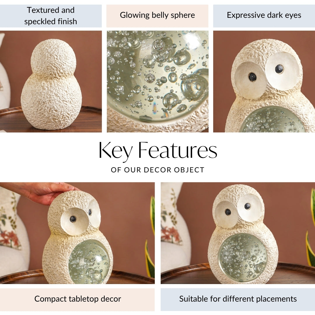 Owl Crystal Belly Tabletop Accent Large