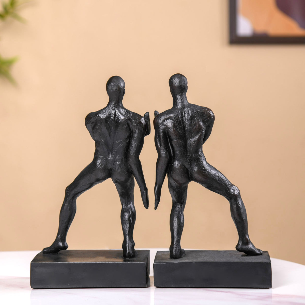 Muscle Men Resin Bookend Set Black
