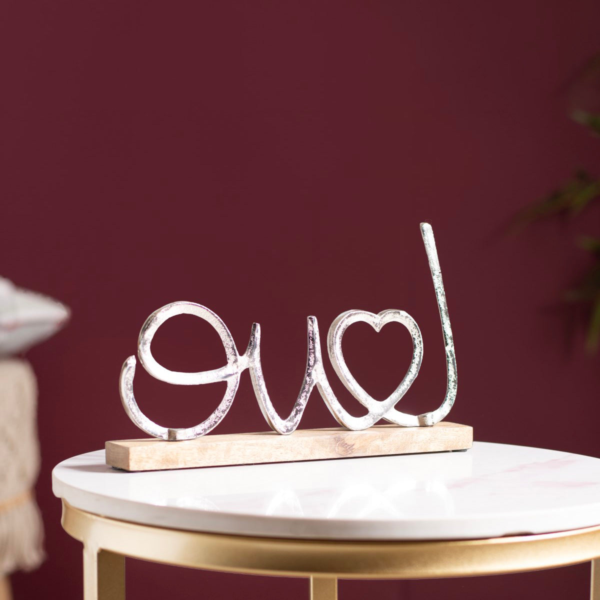 Silver Love Decor Showpiece For Home