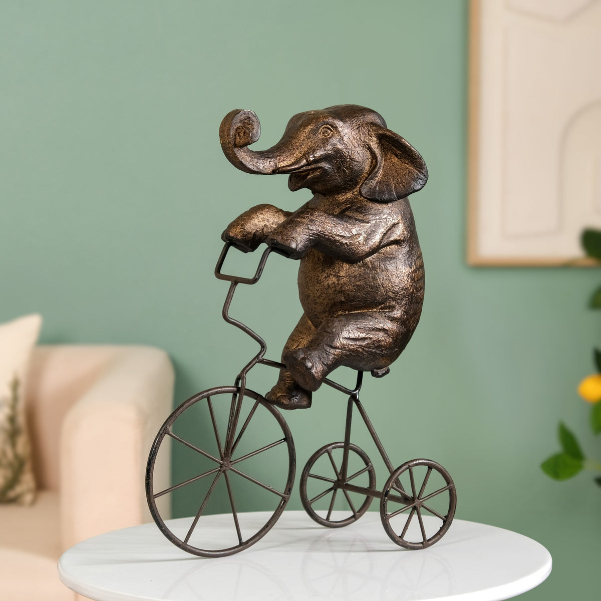 Decorative Cycling Elephant Figure