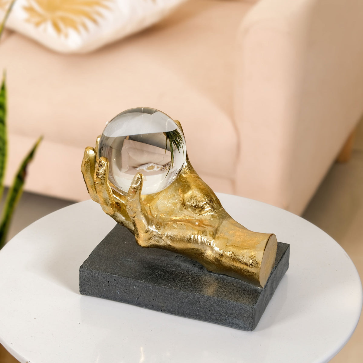 Decorative Hand Holding Crystal Figurine