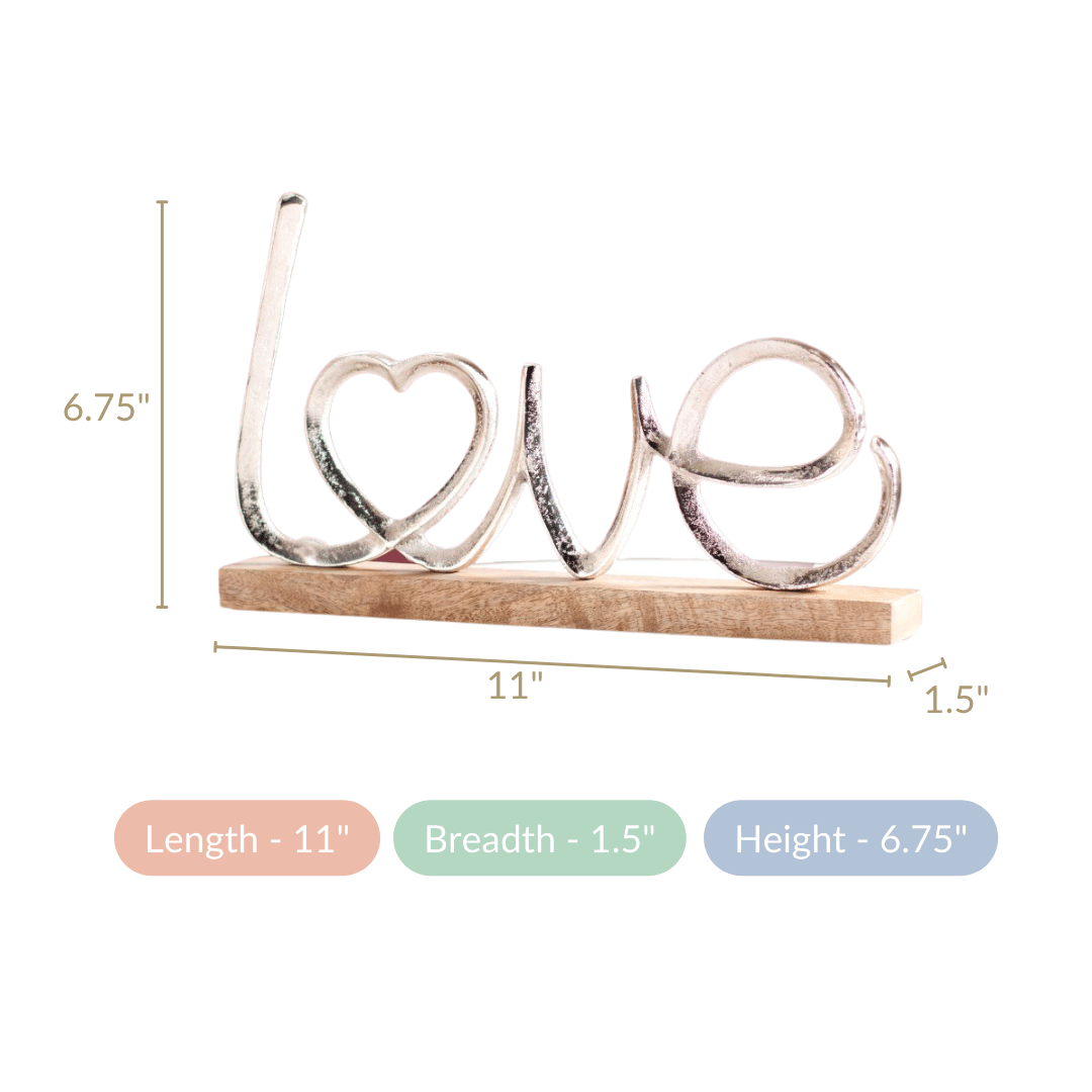 Silver Love Decor Showpiece For Home