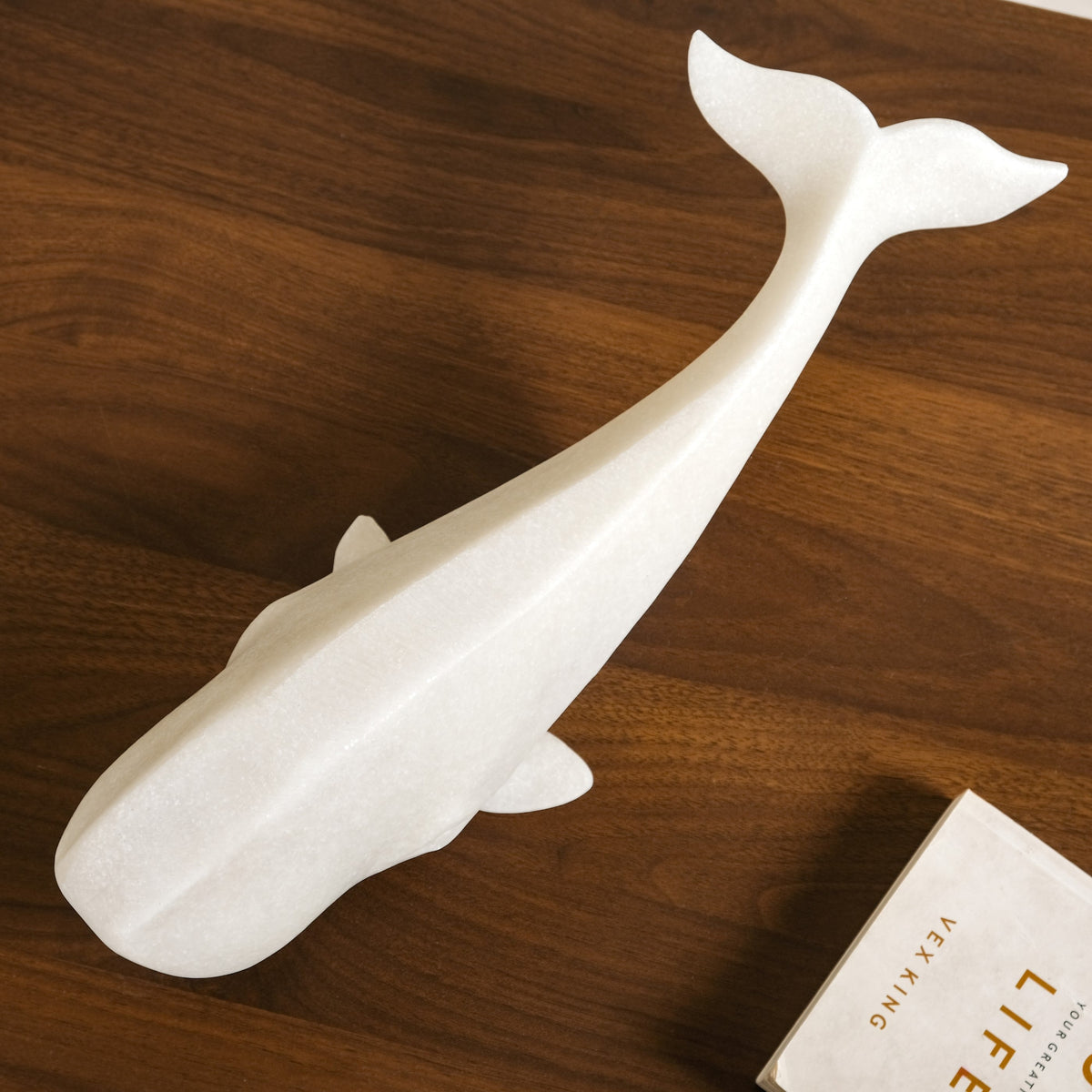 Minimalist White Whale Sculpture Large