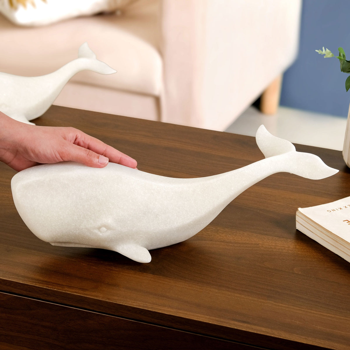 Minimalist White Whale Sculpture Large