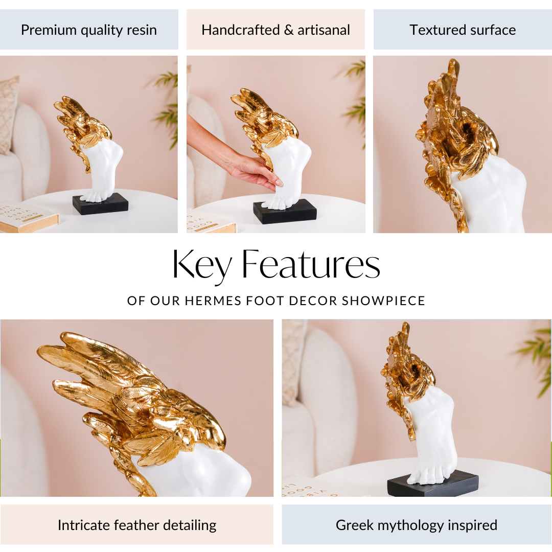 Winged Foot Of Mercury Decor Showpiece White