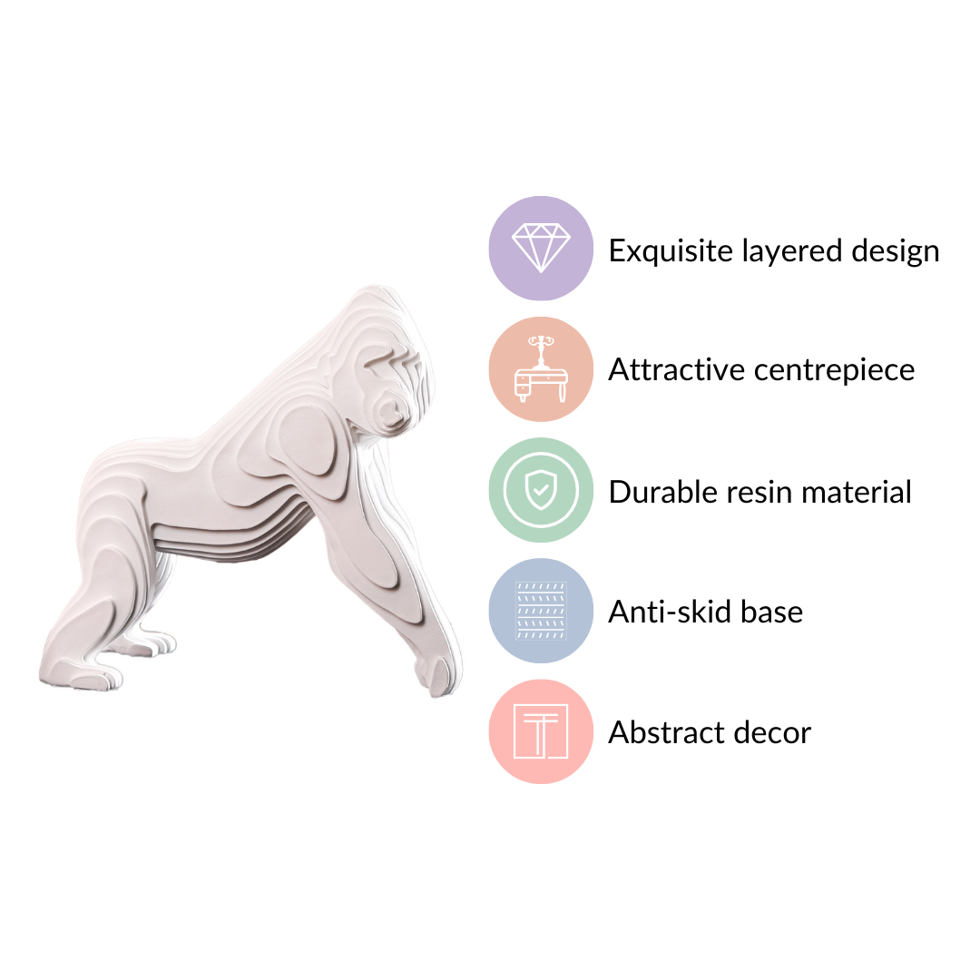 Minimalist Gorilla Sculpture White