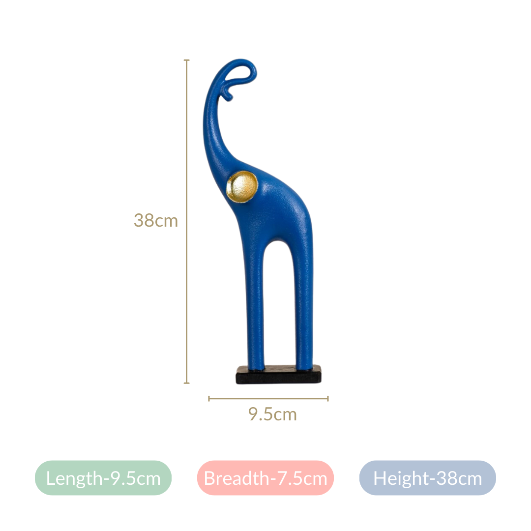 Sleek Elephant Figurine For Decor Blue