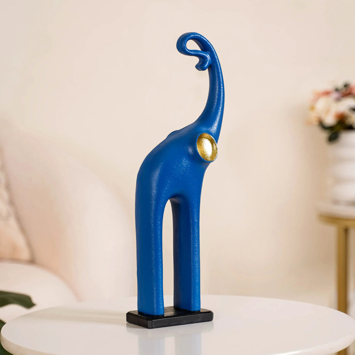 Sleek Elephant Figurine For Decor Blue