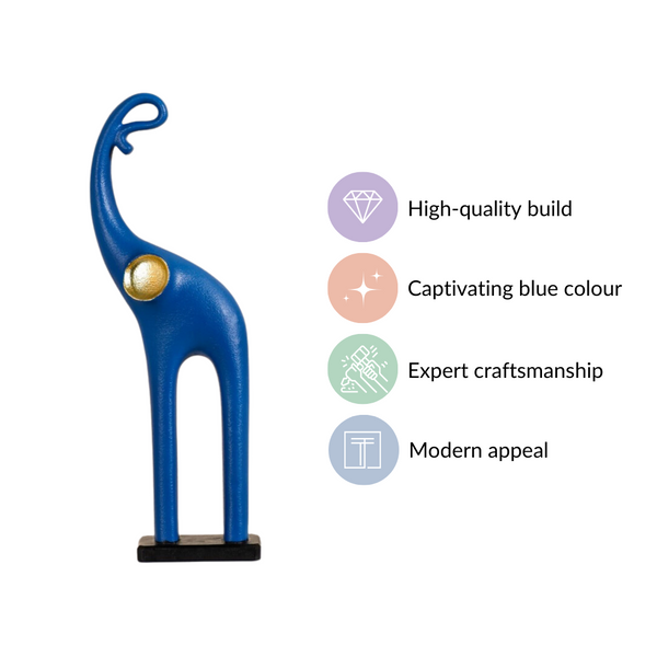 Sleek Elephant Figurine For Decor Blue