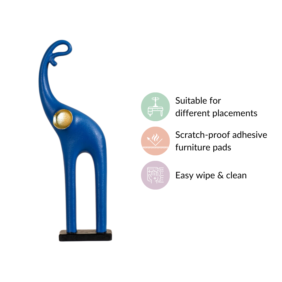 Sleek Elephant Figurine For Decor Blue
