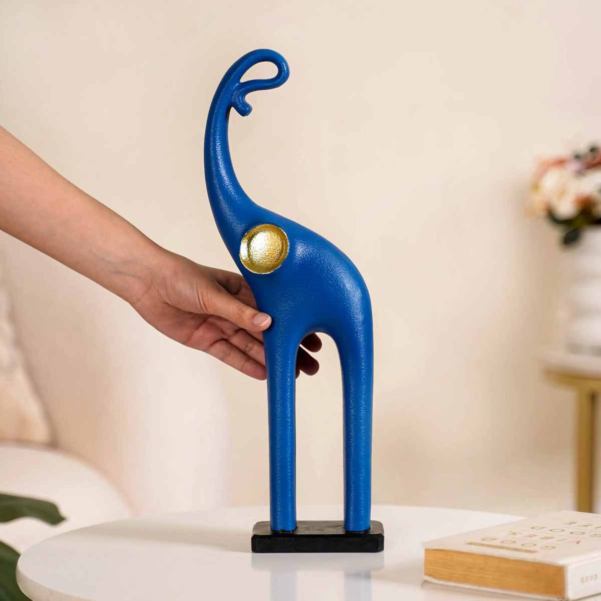 Sleek Elephant Figurine For Decor Blue