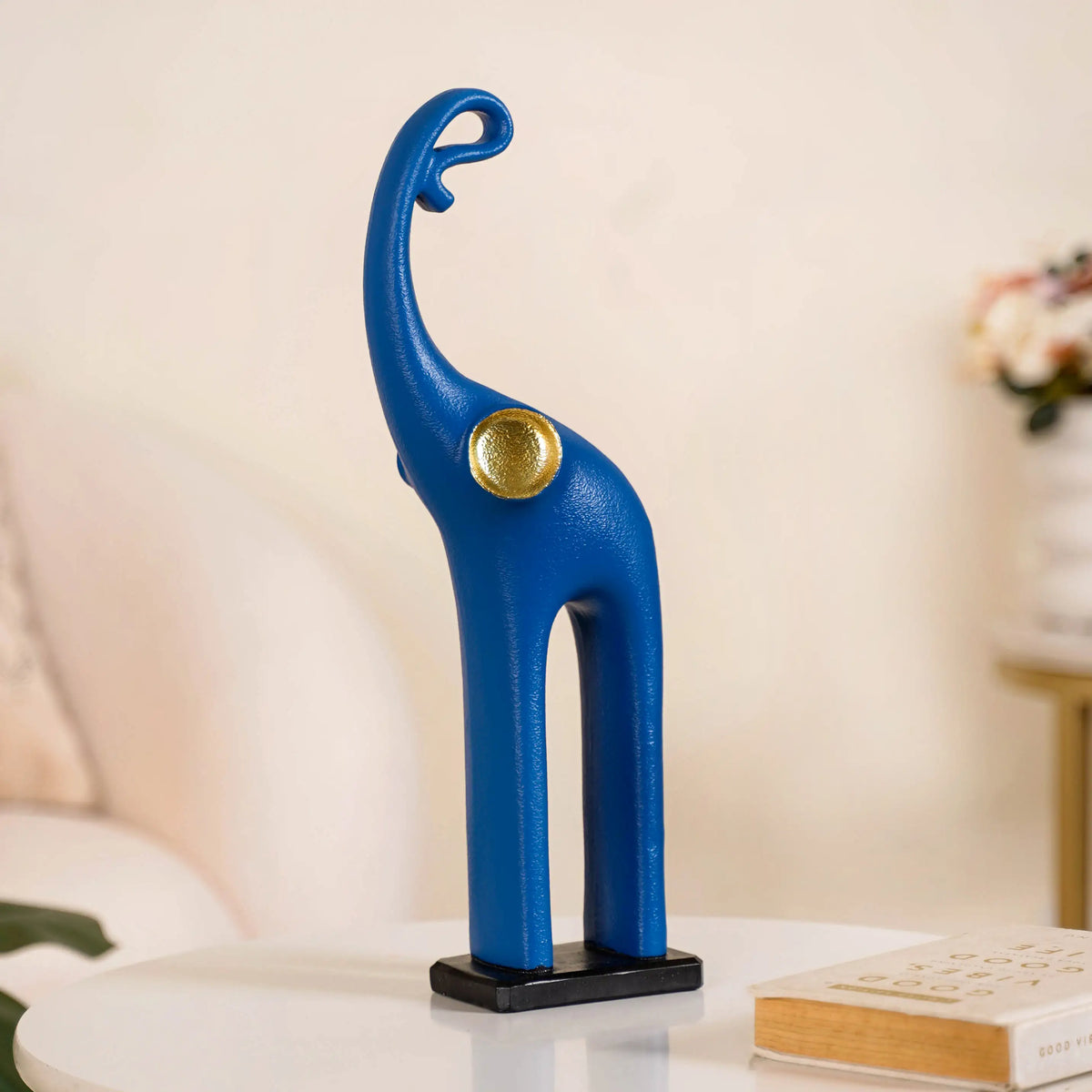 Sleek Elephant Figurine For Decor Blue